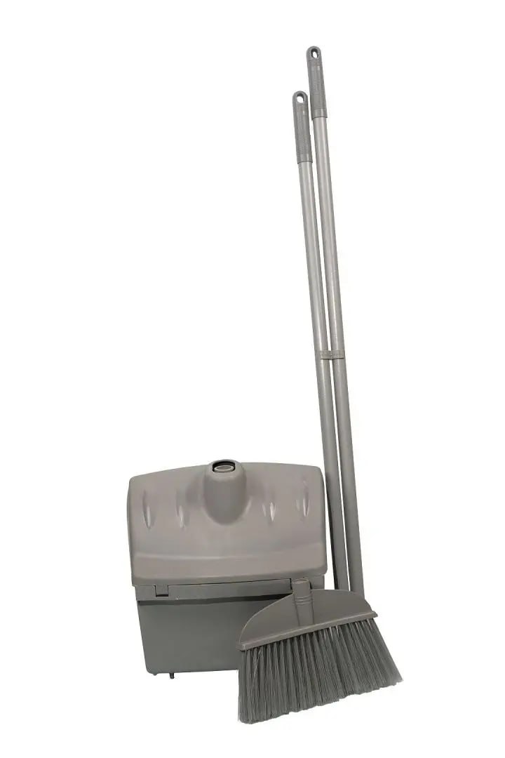 Совок-контейнер с крышкой + щетка серый MRY / E0012