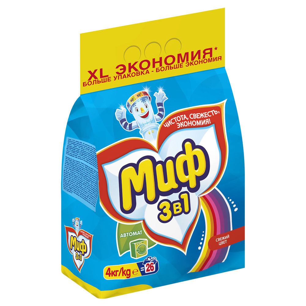 Стир.порошок Миф-автомат, 4кг КОЛОР СВЕЖИЙ ЦВЕТ