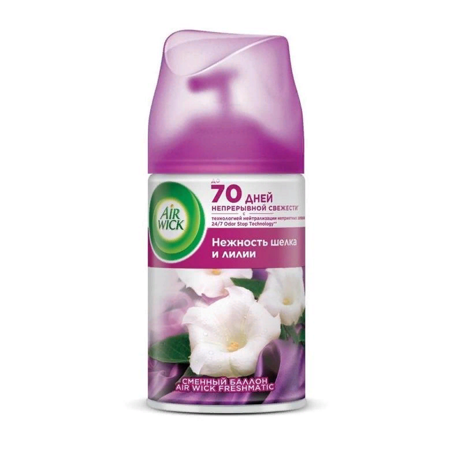 Освежитель воздуха Аирвик автомат НЕЖНОСТЬ ШЁЛКА И ЛИЛИИ (зап.блок) 250мл