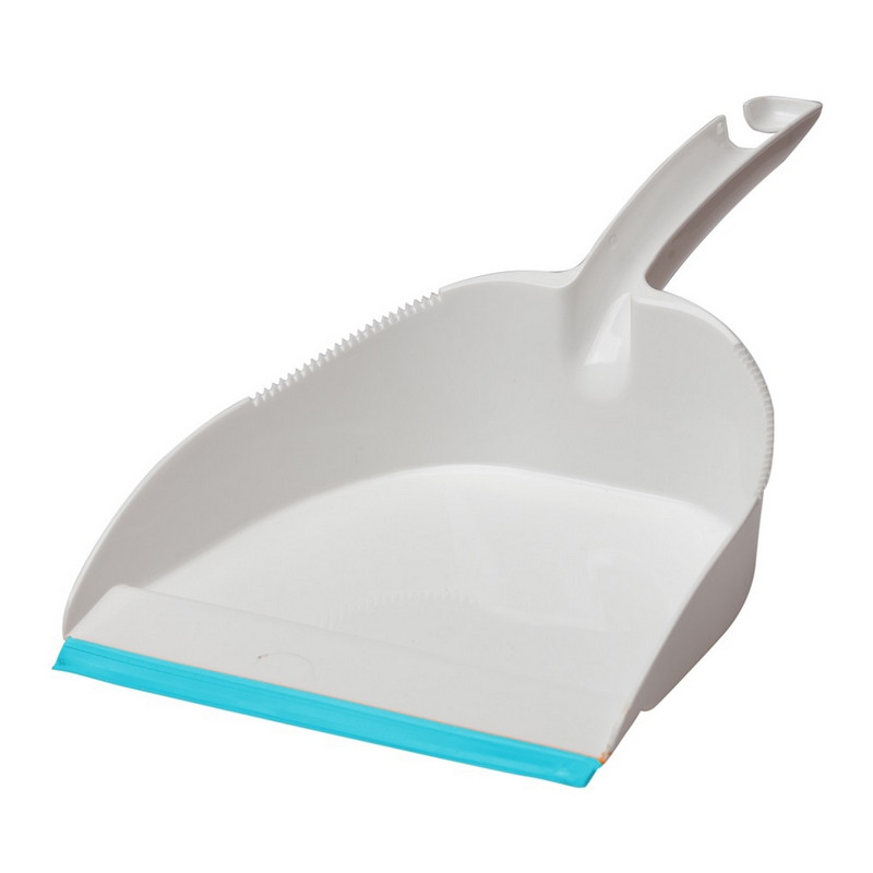 Совок для мусора пластик с резиновой кромкой  BALLET белый/бирюзовый / SV3837