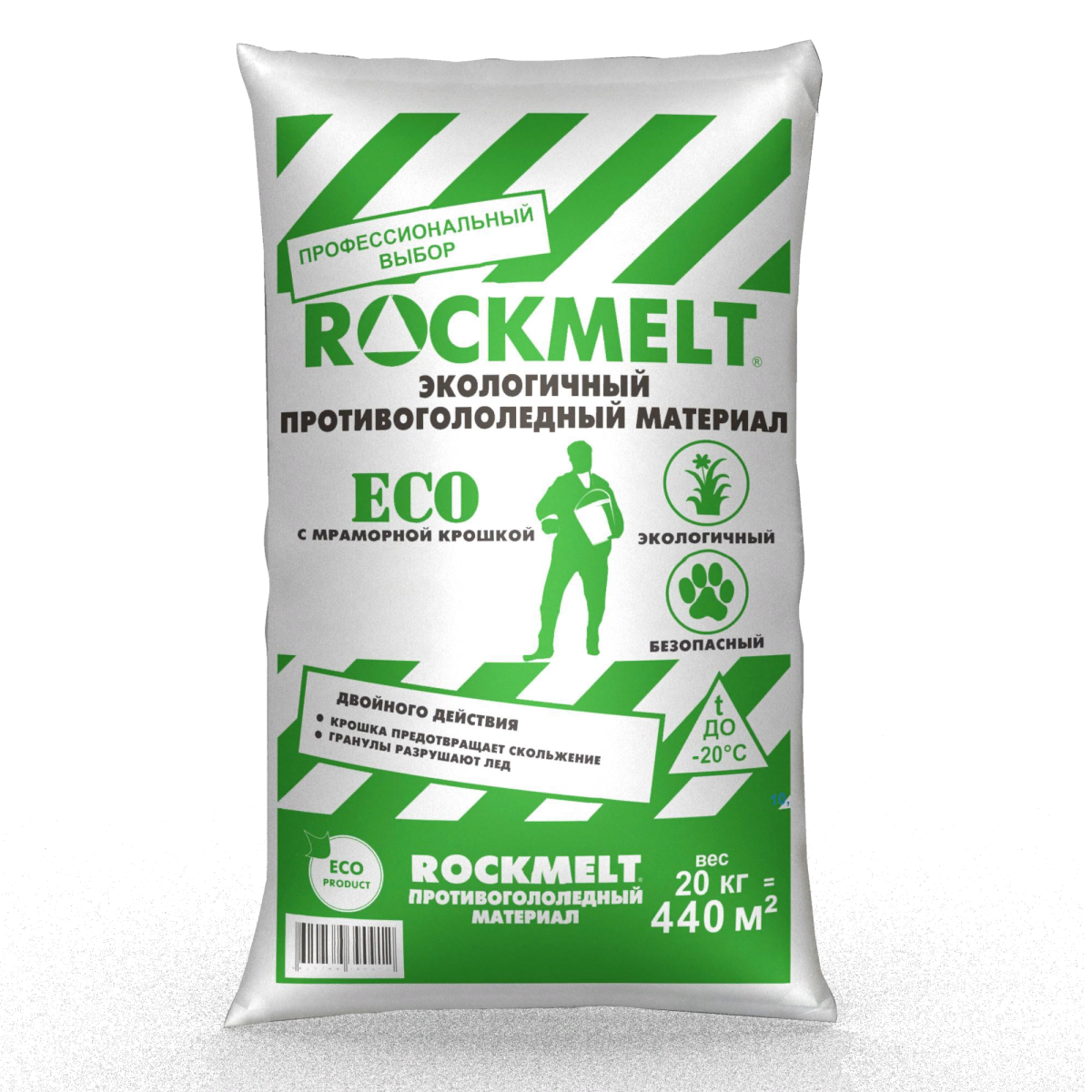 Противогололедный реагент ROCKMELT ECO (до -20°C) 20кг  