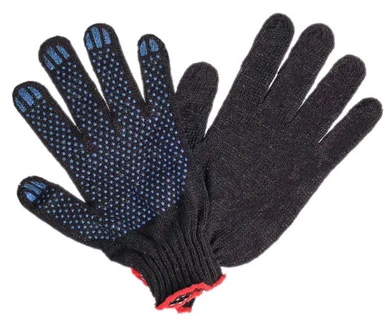 Перчатки хб 10 кл. с ПВХ 5-ти нитка БЕЛЫЕ (Обычные)