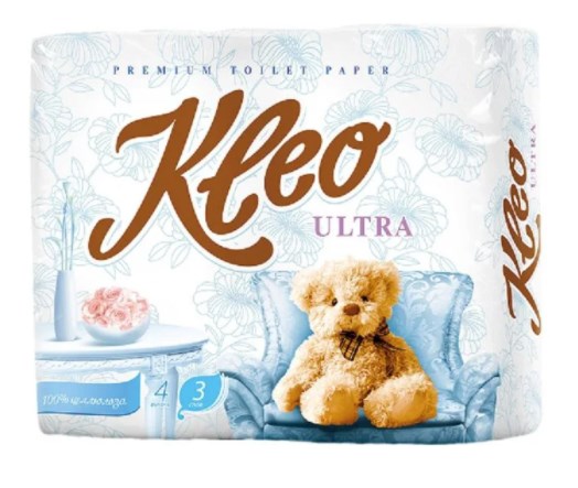Бумага туалетная "Мягкий знак": Kleo Ultra 3сл БЕЛАЯ /пач.=4 шт.