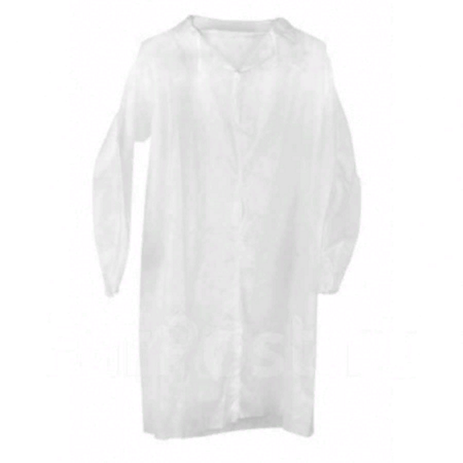 Халат одноразовый "Спанбонд" с застежками белый 10шт/пач