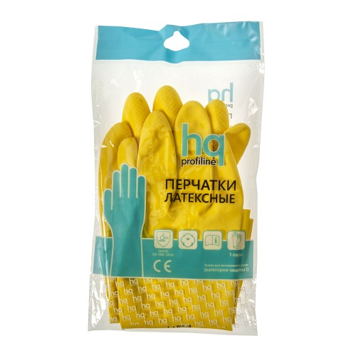 HQ Profiline Перчатки резиновые L желтые