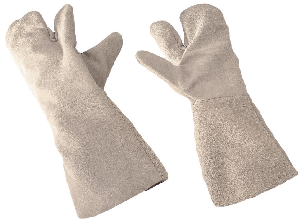 Краги спилковые 3-х палые серые, арт. 6527