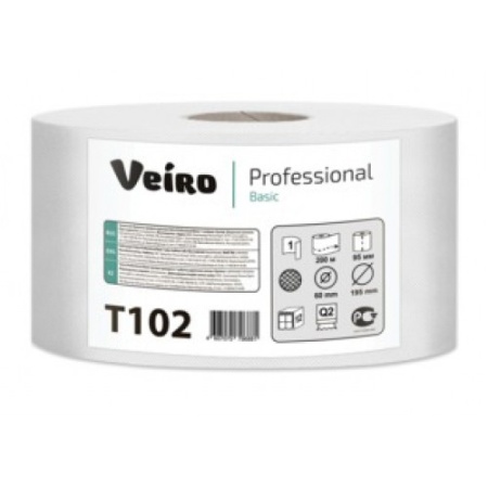 Бумага туалетная 1сл 200м/9,5 Basic натуральный (арт.Т102) ВЕЙРО