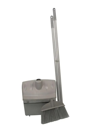 Совок-контейнер с крышкой + щетка серый MRY / E0012