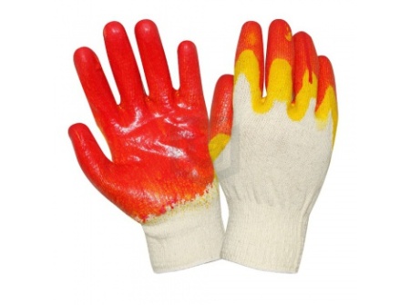 Перчатки вязан. х/б 2ой облив Красный