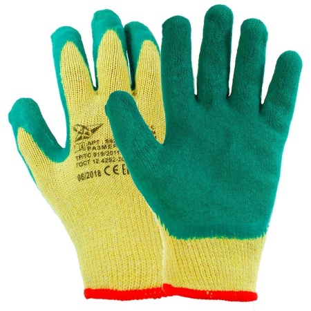 Перчатки трикотажные рифленый латекс р.10/7032