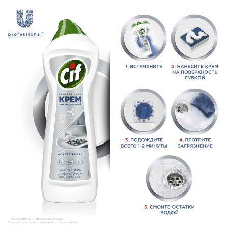 СИФ Professional 750мл чистящий крем для ванной и кухни