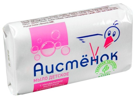 Детское мыло АИСТЕНОК 70г миндальное молочко и ионы серебра