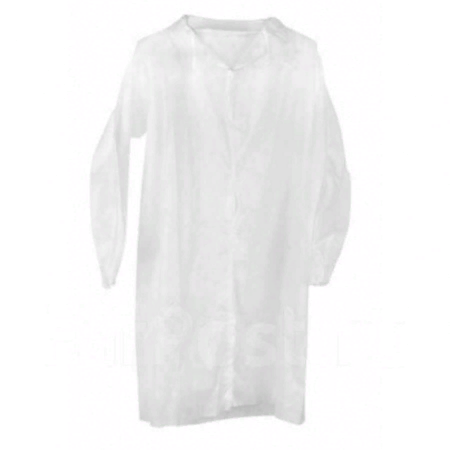 Халат одноразовый "Спанбонд" с застежками белый 10шт/пач