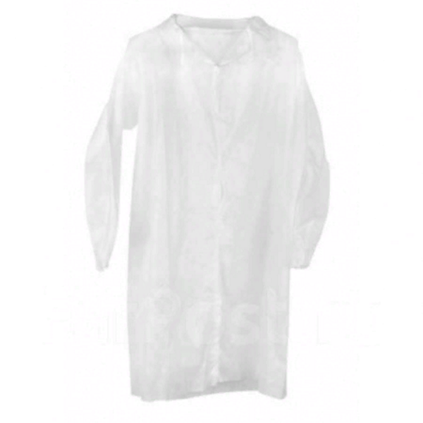 Халат одноразовый "Спанбонд" с застежками белый 10шт/пач