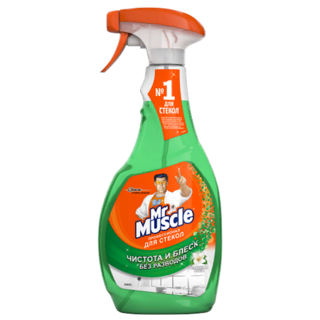 Мистер Мускул средство для стекол с тригером 530мл ЗЕЛЕНЫЙ (нашатырь) Утренняя Роса