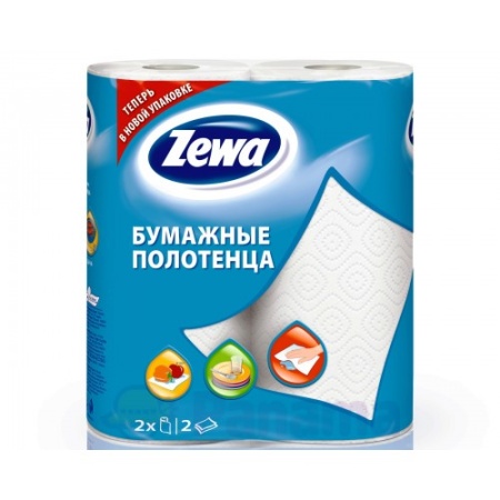 Полотенца бумажные Зева 2сл, 2рул/пач БЕЛЫЕ