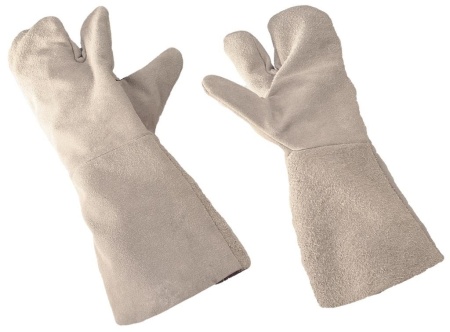 Краги спилковые 3-х палые серые, арт. 6527